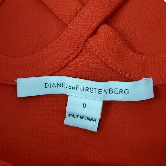 Diane von Furstenberg Carmen Dress 0 Poppy Red Sheath Cut-out‎ Neck DVF Cocktail - Picture 3 of 11